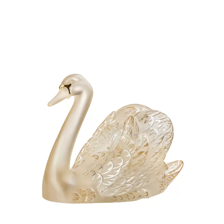 Lalique Sculptures^Swan head up sculpture