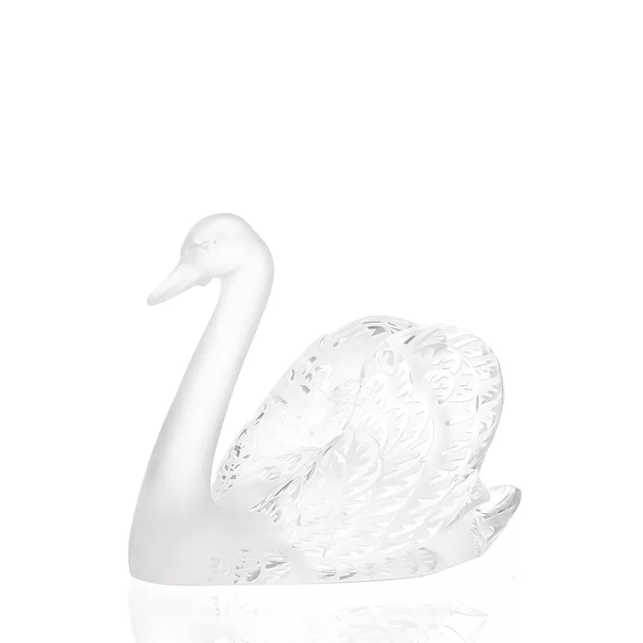 Lalique Sculptures^Swan head up sculpture
